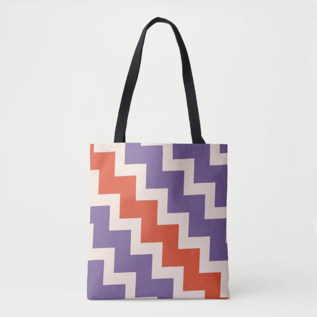 Zickzack Zickzackdesign in natürlichen Farben Tasche (Vorderseite)