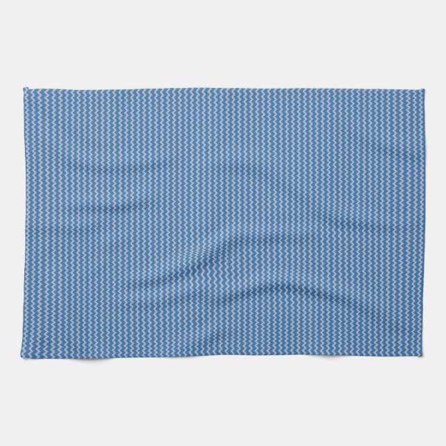 Zickzack Zickzackmuster in zwei Blautönen Handtuch (Horizontal)