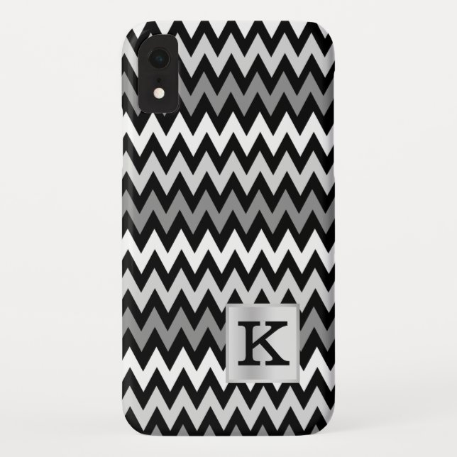 Zickzack Zig-Zag-Monogramm mit Farbwahl Case-Mate iPhone Hülle (Rückseite)