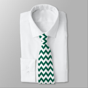 Zickzack Zig Zag Muster Dark Emerald Green White Krawatte