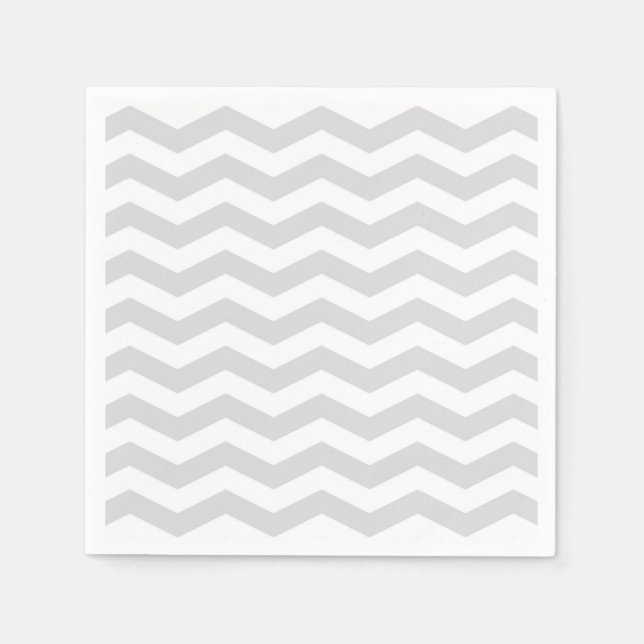 Zickzack Zig-Zag-Muster in klassischem Lt Gray Whi Serviette (Vorderseite)