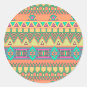Zickzack Zig Zag Tribal Aztec Ikat Muster Runder Aufkleber