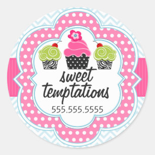 Zickzack Zigzag Cupcake Bäckerei Box Siegel Runder Aufkleber