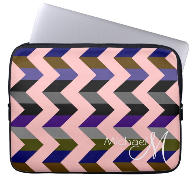 Zickzack Zigzag Custom Monogram 3 Laptopschutzhülle (Vorderseite)