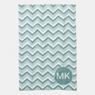 Zickzack ZigZag-Muster in Mint Green - individuell Handtuch