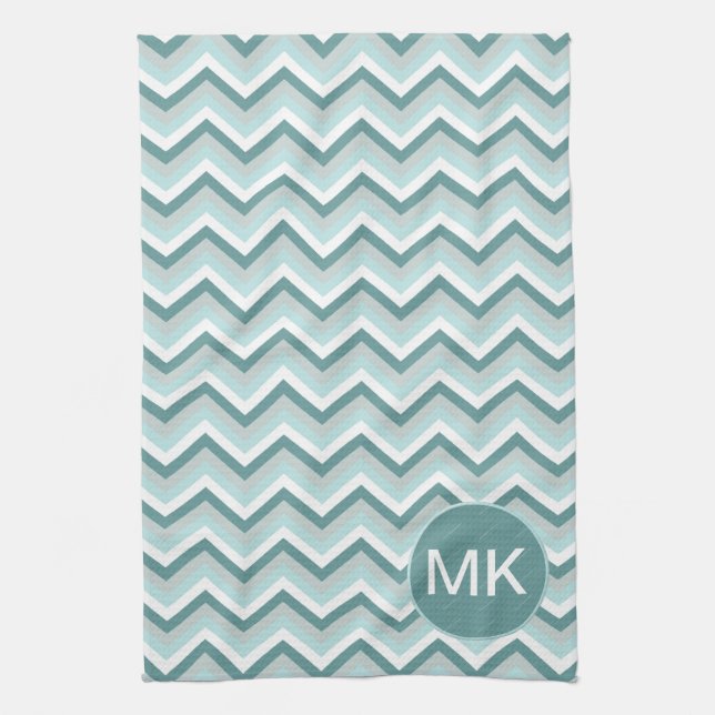 Zickzack ZigZag-Muster in Mint Green - individuell Handtuch (Vertikal)