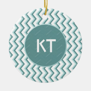 Zickzack ZigZag Muster in Mint Green Keramikornament