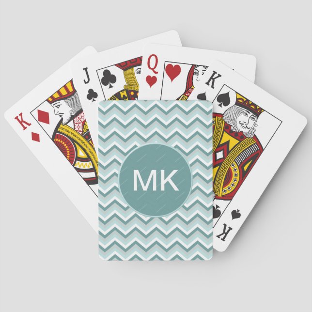 Zickzack ZigZag Muster in Mint Green Spielkarten (Rückseite)