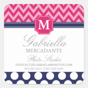 Zickzack Zigzag Polka Dots Monogram Quadratischer Aufkleber