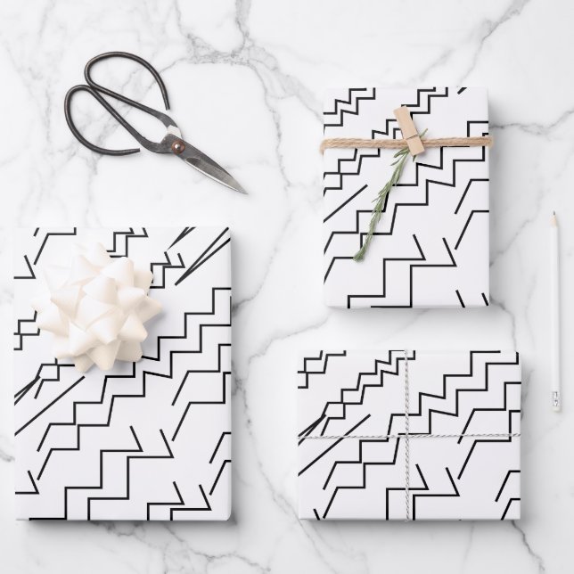 Zickzack Zigzag-Streifen Geschenkpapier Set (Vorderseite)