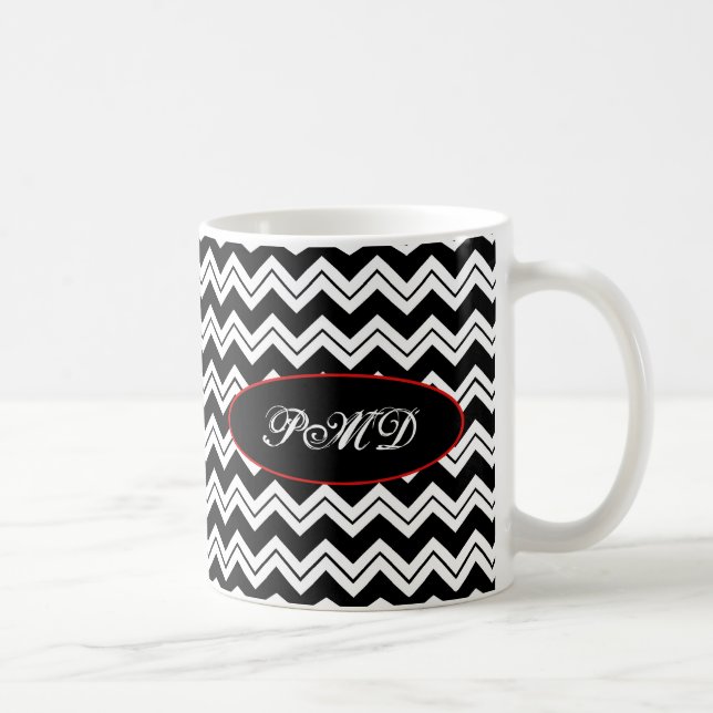 Zickzack Zizzag-Monogramm Kaffeetasse (Rechts)