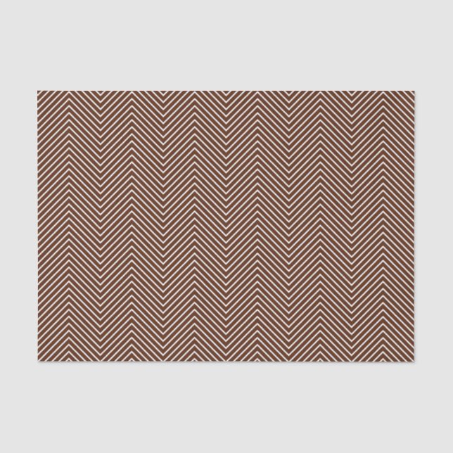 Zickzack Zwirn-Papier - Weiß auf Braun Seidenpapier (Vorderseite)