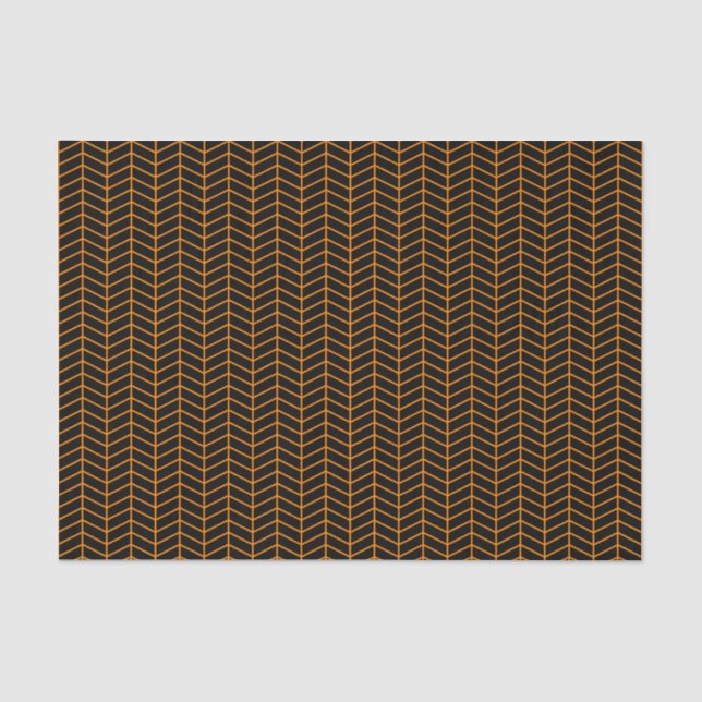 Zickzack Zwirnpapier - Orange auf Schwarz Seidenpapier (Vorderseite)