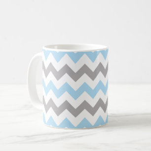 Zickzackmuster, Chevron-Muster, Blau, Grau Kaffeetasse