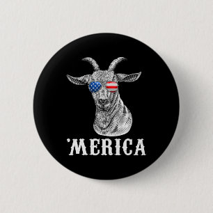 Ziege 4. Juli Amerikanische Flagge Usa Merica  Button