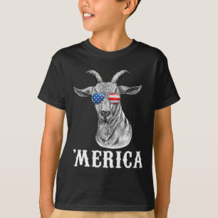 Ziege 4. Juli Amerikanische Flagge Usa Merica T-Shirt