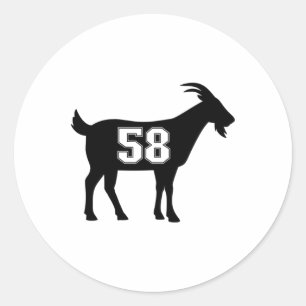 Ziege 58 G.o.a.t. Nummer Achtundfünfzig Ziegen Gea Runder Aufkleber