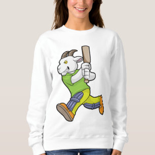 Ziege als Batsman mit Cricket Fledermaus Sweatshirt