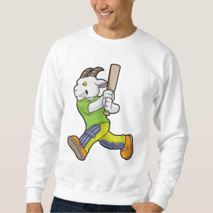 Ziege als Batsman mit Cricket Fledermaus Sweatshirt