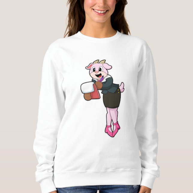 Ziege als Sekretär mit hohen Absätzen Sweatshirt (Vorderseite)