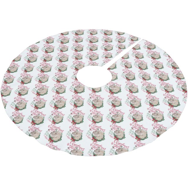 ZIEGE | Christmas Wünsche Baby Goat Kisses Angora Polyester Weihnachtsbaumdecke (Schrägansicht)