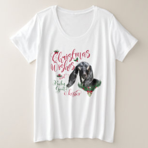 ZIEGE   Christmas wünscht Baby Goat Kisses Nubian Große Größe T-Shirt
