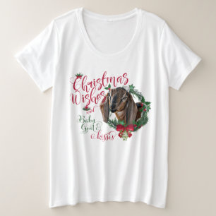 ZIEGE   Christmas wünscht Baby Goat Kisses Nubian  Große Größe T-Shirt
