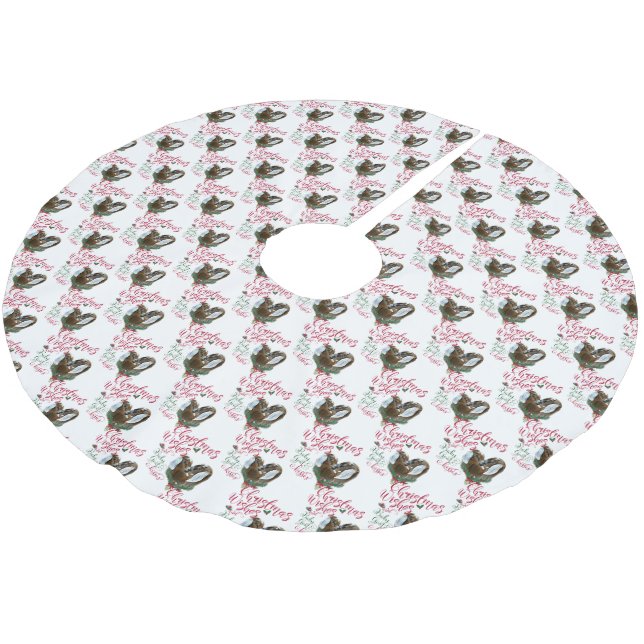ZIEGE | Christmas wünscht Baby Goat Kisses Nubians Polyester Weihnachtsbaumdecke (Schrägansicht)