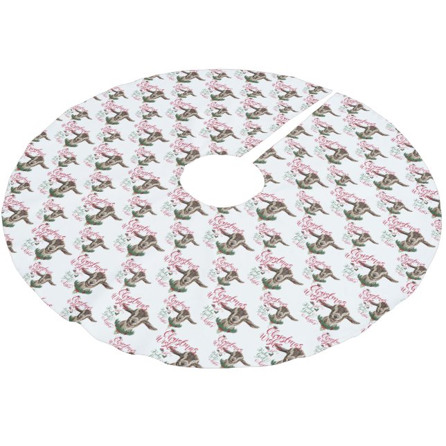 ZIEGE | Christmas wünscht Baby Goat Kisses Togg Polyester Weihnachtsbaumdecke (Schrägansicht)