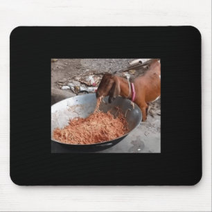Ziege Eating Spaghetti Sticker Mousepad