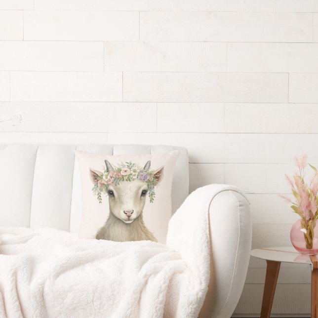 Ziege Floral Animal Boho Kissen (Liege)