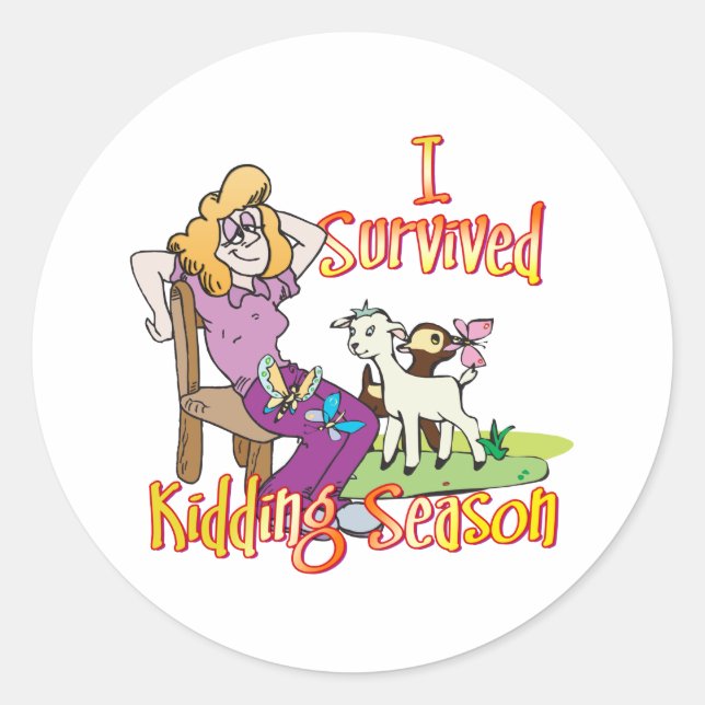 ZIEGE | Funny Kidding Season by GetYerGoat Runder Aufkleber (Vorderseite)