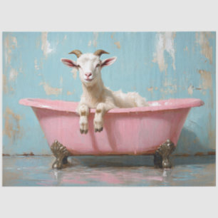 Ziege in einer rosa Badewanne Decoupage Seidenpapier
