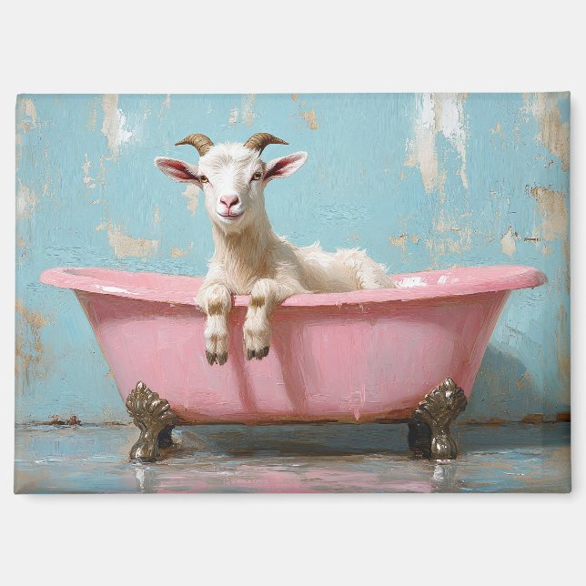 Ziege in einer rosa Badewanne Magnet (Vorderseite)
