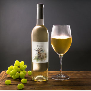 Ziege in grüner Weide, Aquarell individuell anpass Alkoholflaschenetikett