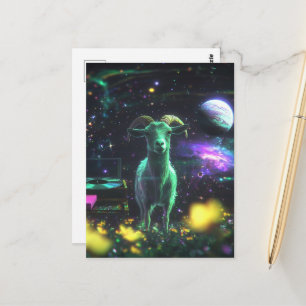 Ziege in Space Fantasy Postkarte