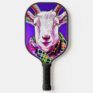 Ziege in Tartan Scarf Pickleball Schläger