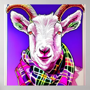 Ziege in Tartan Scarf Poster