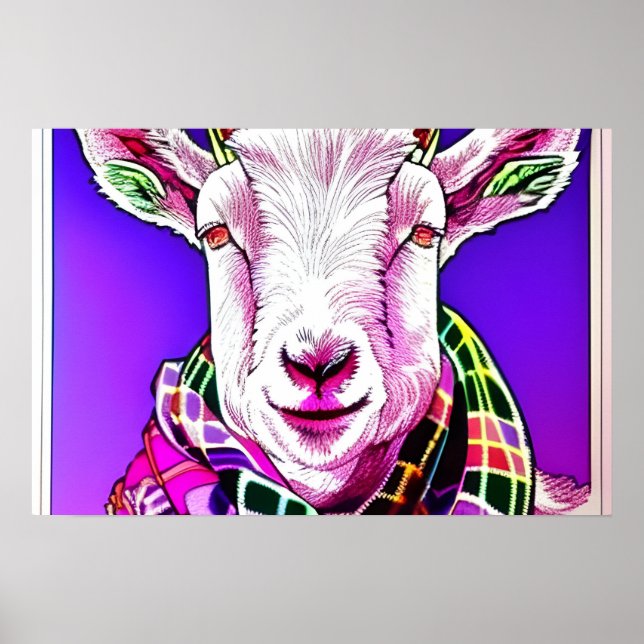 Ziege in Tartan Scarf Poster (Vorne)