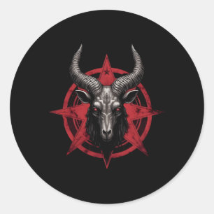 Ziege Kopf Baphomet Pentagram Satanic Devil Occul Runder Aufkleber
