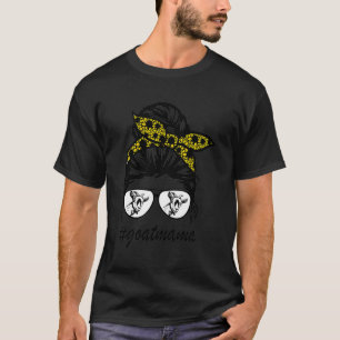 Ziege Mama Messy Hair Bun Farm Animal Sunflower T-Shirt