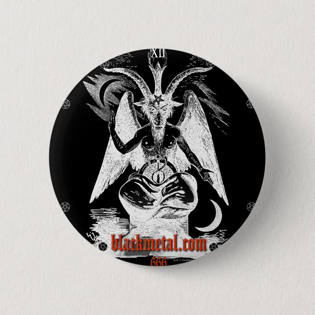 Ziege Mendes schwarzen runden Knopfes Button (Vorderseite)