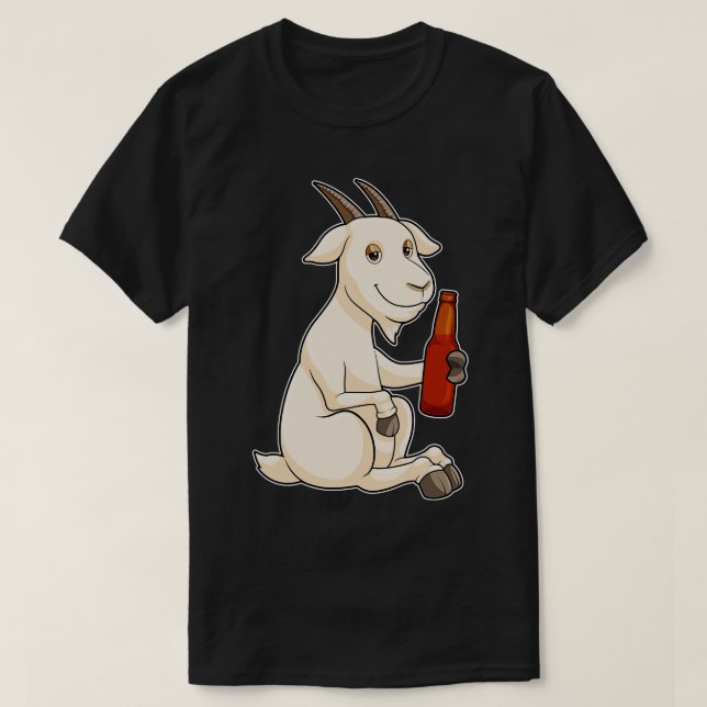 Ziege mit Bierflasche T-Shirt (Design vorne)