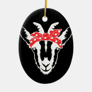 Ziege mit einer Bandana Funny Goat Lover Frauen Keramik Ornament