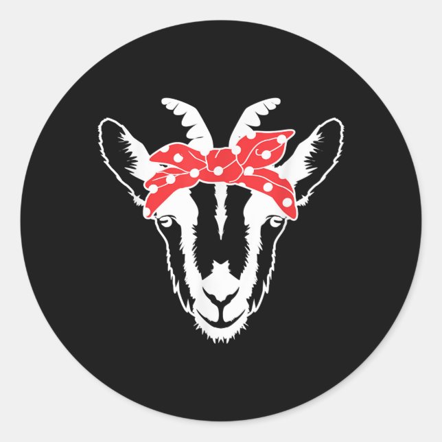 Ziege mit einer Bandana Funny Goat Lover Frauen Runder Aufkleber (Vorderseite)