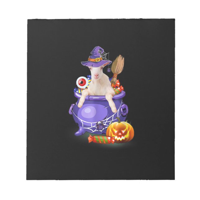 Ziege mit Hut Candy Pumpkin Halloween-Geschenk Notizblock (Vorderseite)