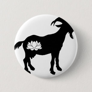 Ziege mit Namaste-Lotos-Symbol Ziegen-Yoga _1 Button