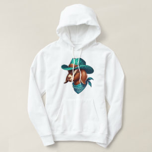 Ziege mit stilvoller Cowboyhut und Bandana  Hoodie