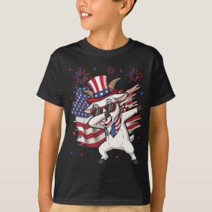 Ziege Patriotisch 4. Juli Ziege Amerikanische Flag T-Shirt