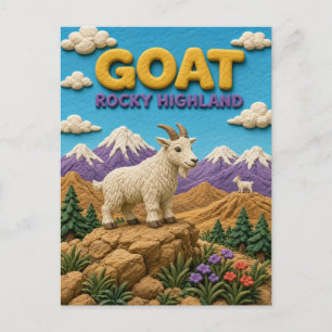 Ziege, Rocky Highland Clay Kunst Postkarte